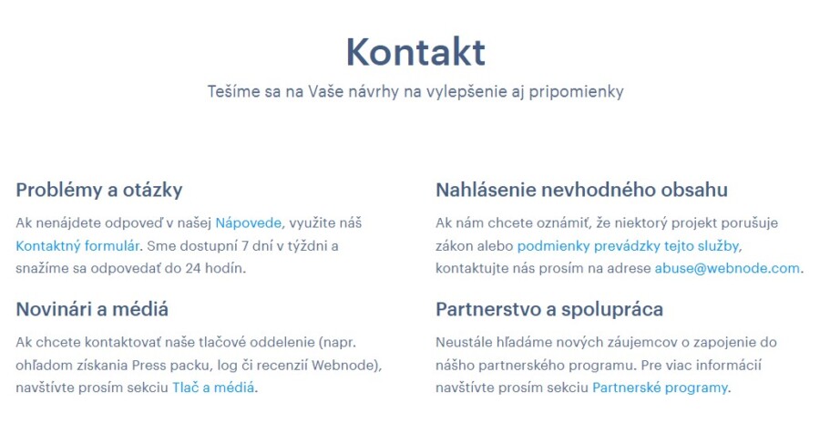 Webnode Kontakt