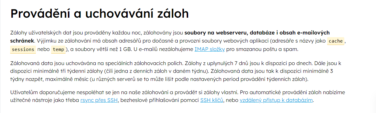 Cesky Hosting Zalohy