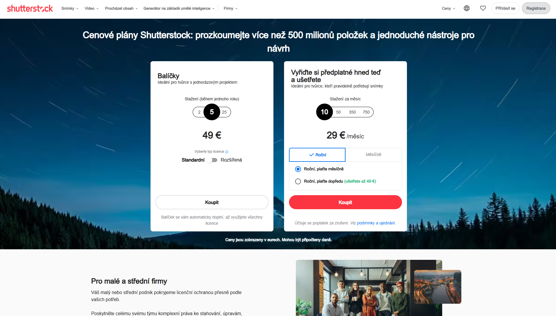 Shutterstock Ceny