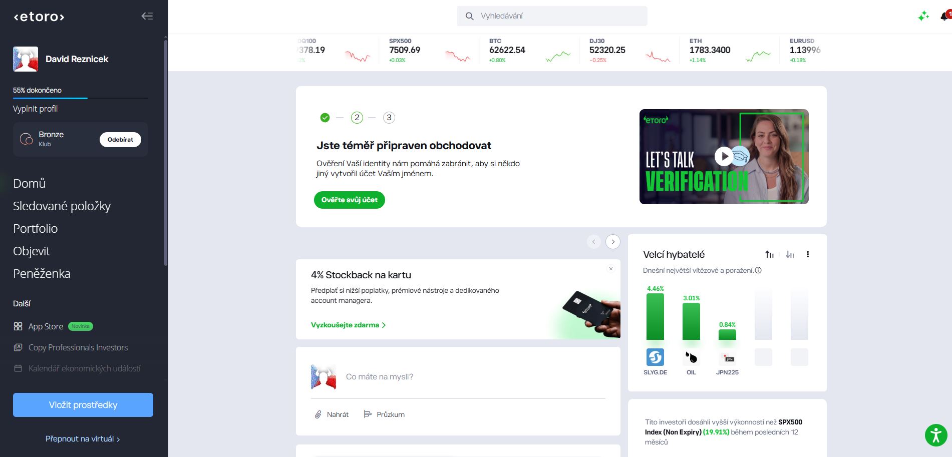 Etoro Demo účet