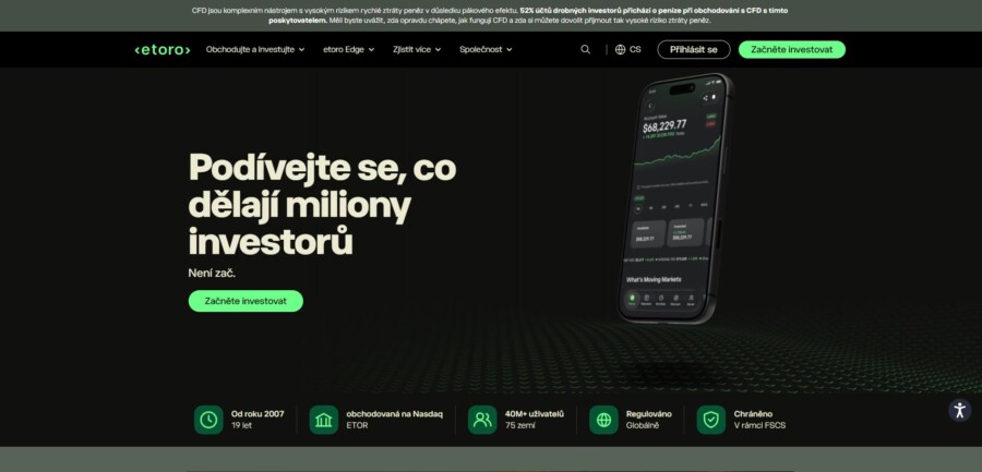 Etoro hlavná strana