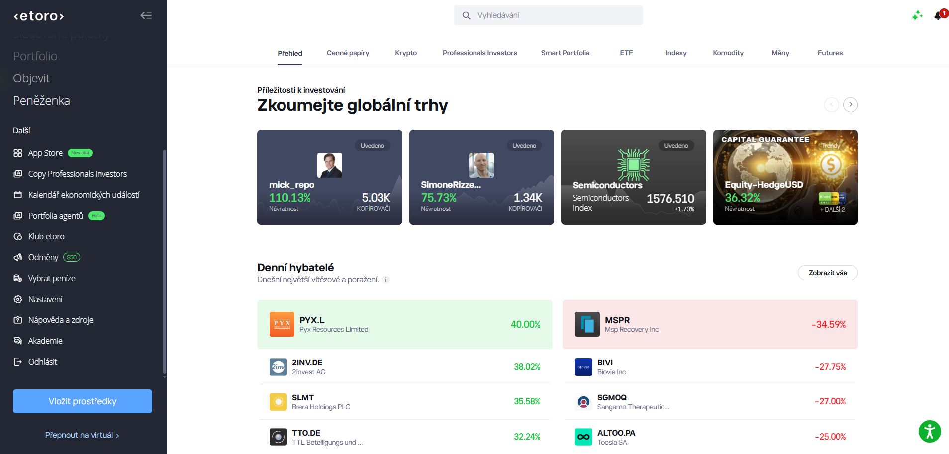 Etoro Inštrumenty
