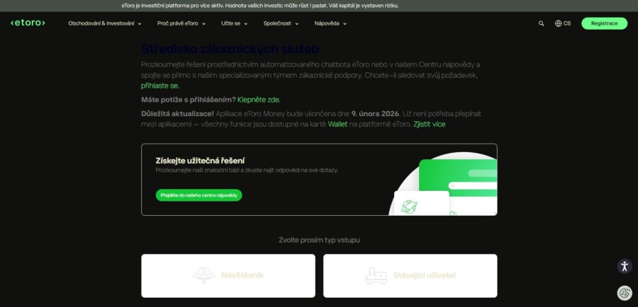 Etoro Podpora