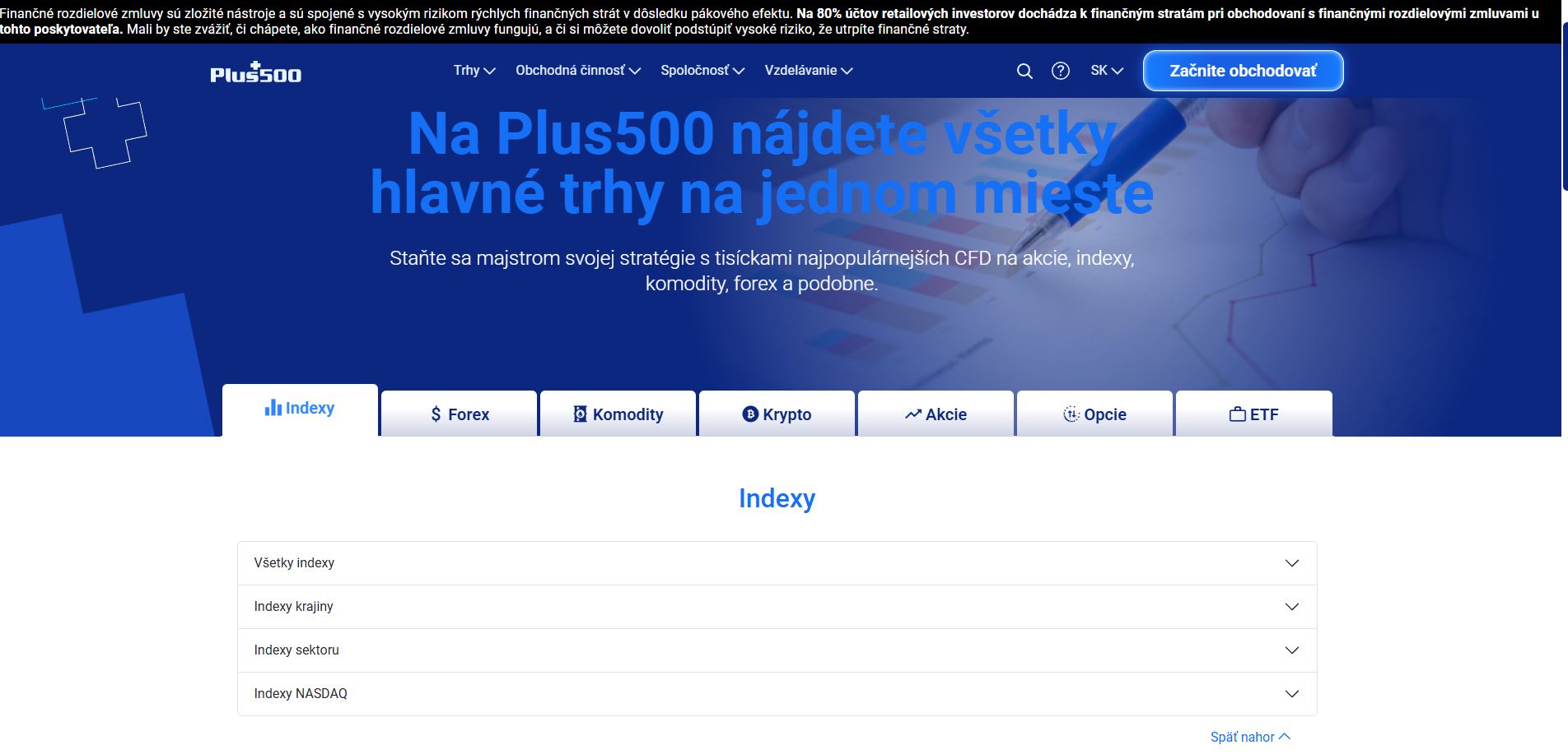 Plus500 Inštrumenty