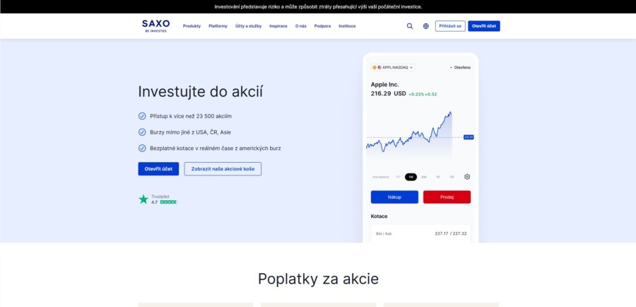 Saxo Investície Do Akcií